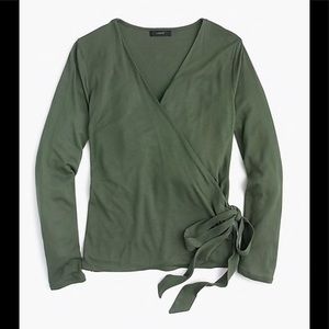 J. Crew Olive Green Wrap Top